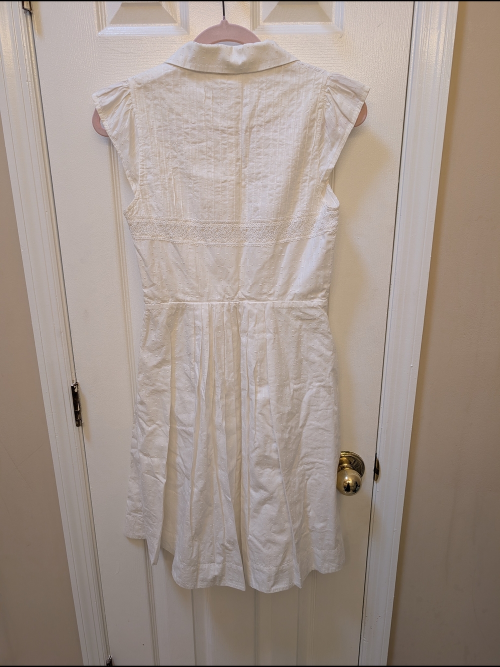 Maeve White Button-Front Midi Dress with Collar - Picture 4 of 4